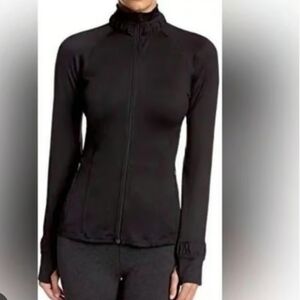 Spanx Black Ruffle Trim Detail Athletic Contour Jacket Size Small